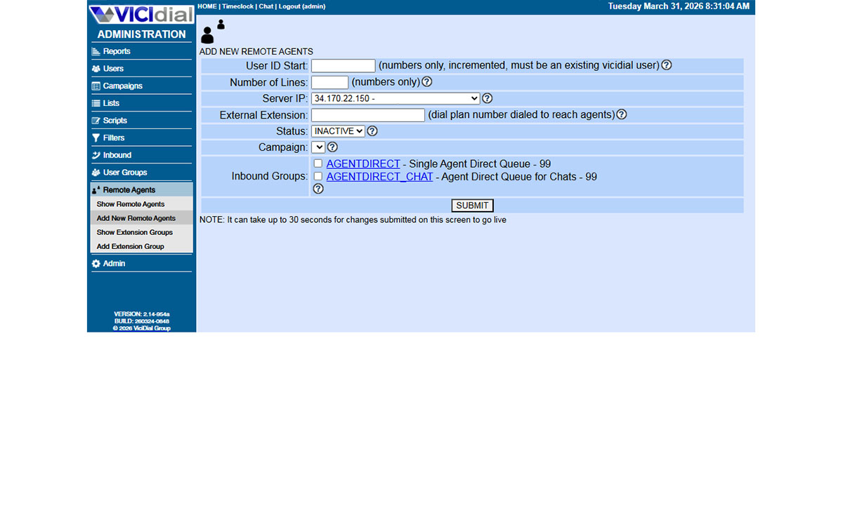 Add New Remote Agent form